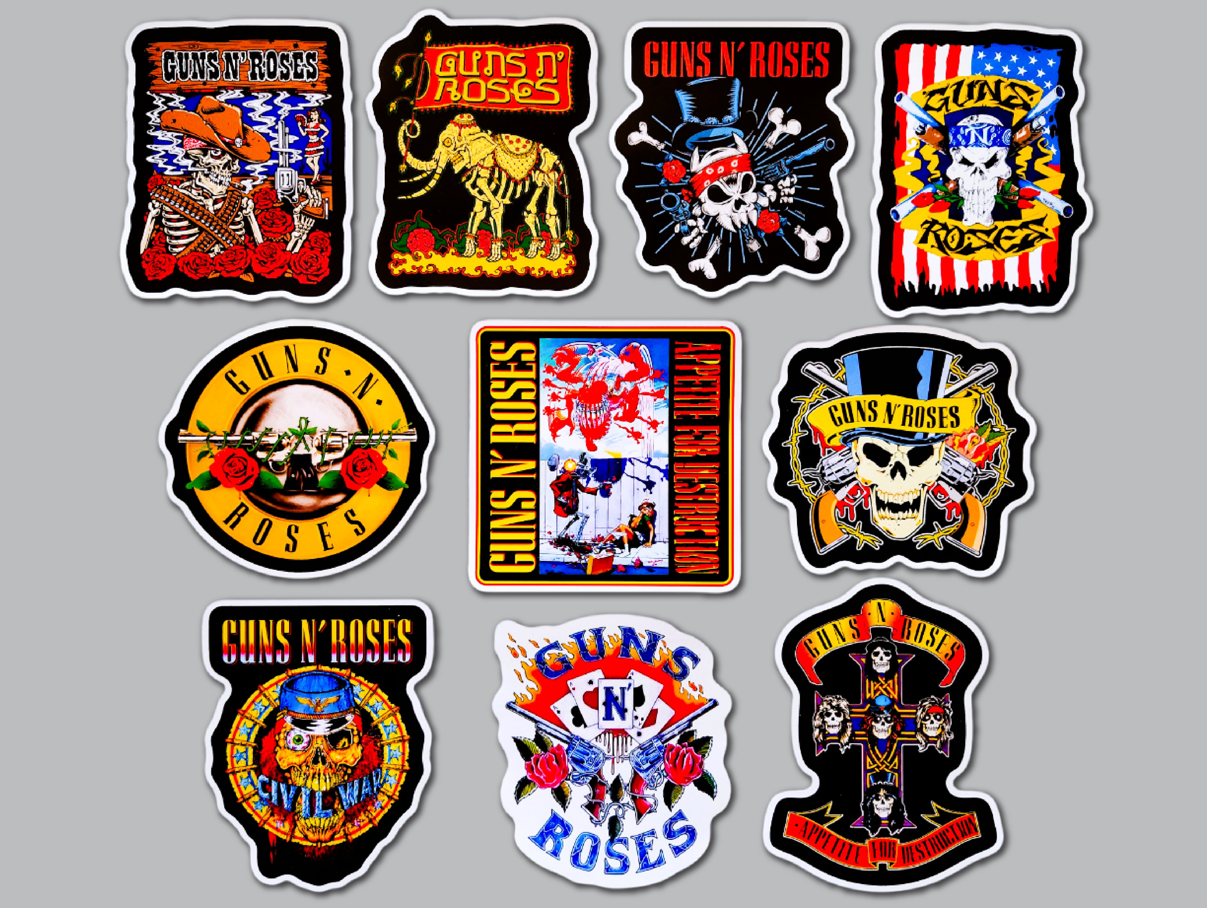 Guns N' Roses プロモーション用ステッカーシート Guns N' Roses Sticker Pack (10 Stickers) – Omni-Cult