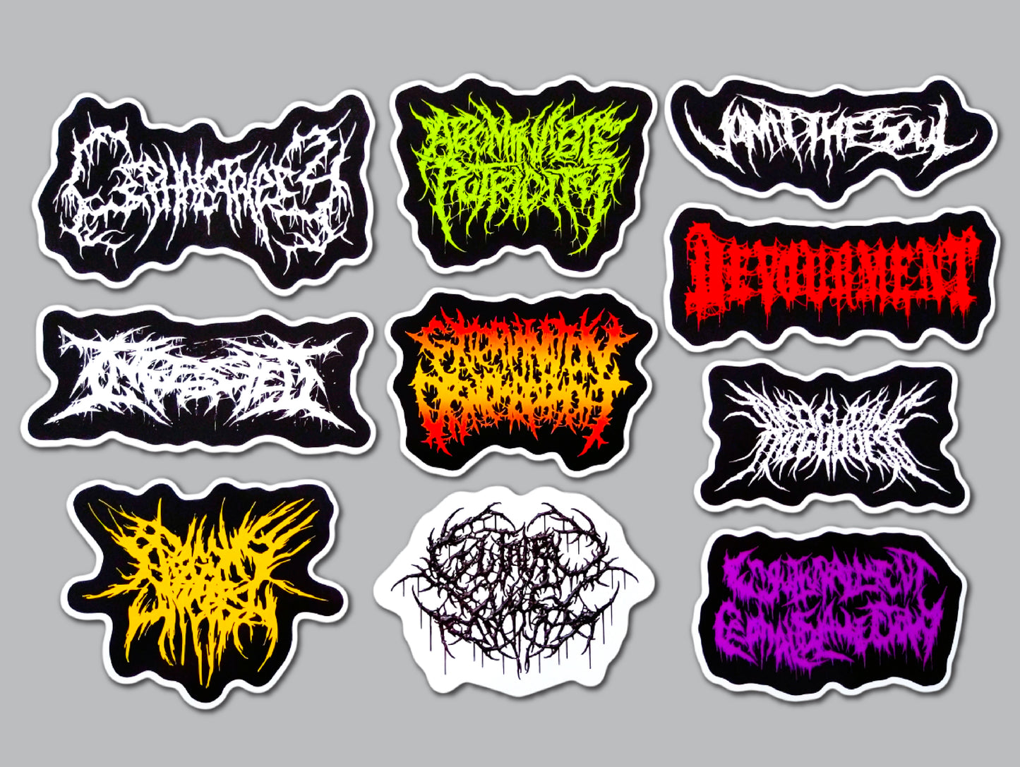Slam Metal / Brutal Death Metal Sticker Pack (10 Stickers) SET 1