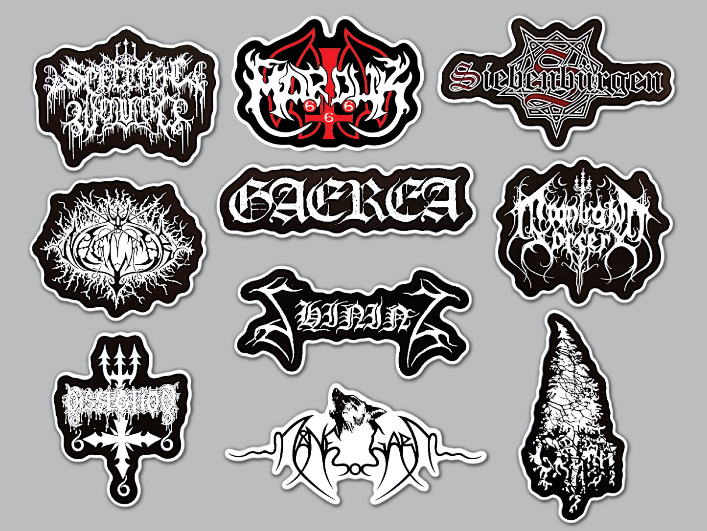 Black Metal Sticker Pack (10 Stickers) Set 7