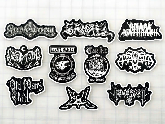 Black Metal Sticker Pack (10 Stickers) Set 3