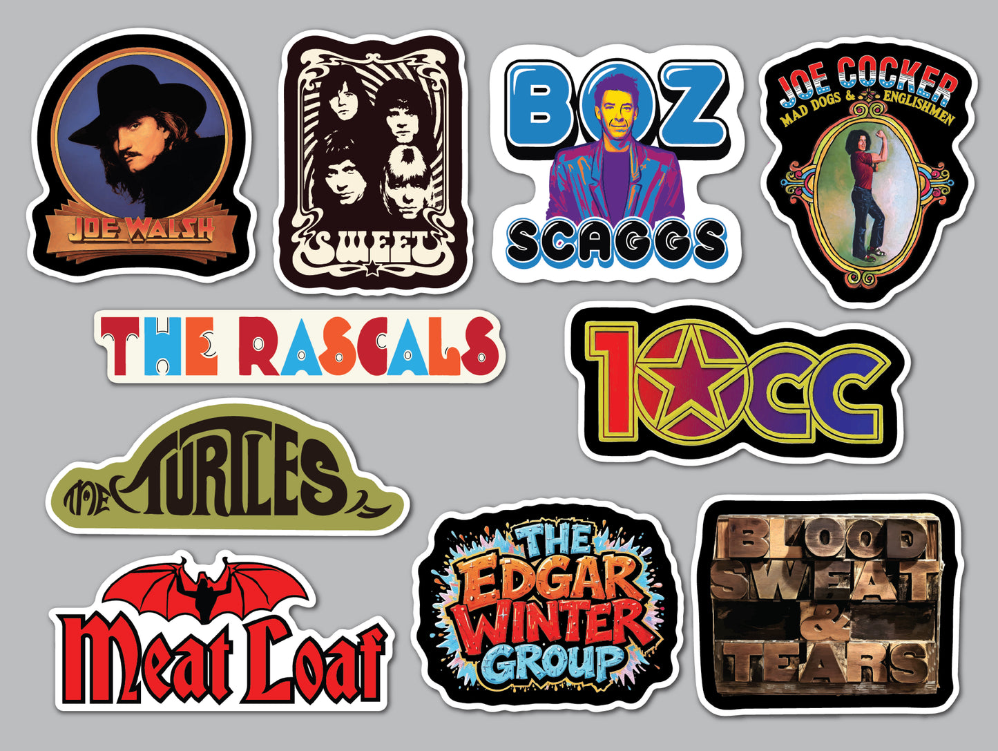 Classic Rock Sticker Pack (10 Stickers) Set 12