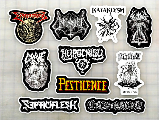 Death Metal Sticker Pack (10 Stickers) Set 7