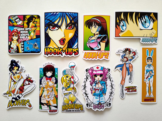 Hook-Ups Skateboards Anime Sticker Pack (10 Stickers) SET 12