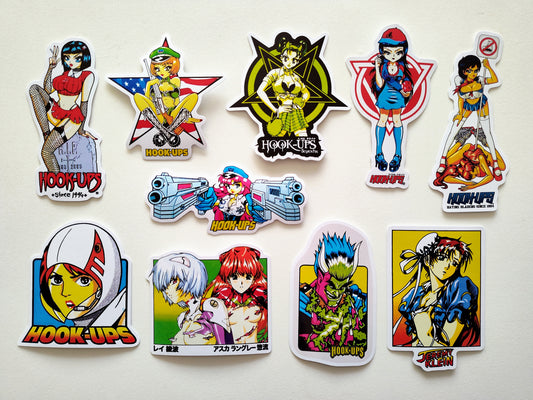 Hook-Ups Skateboards Anime Sticker Pack (10 Stickers) SET 7
