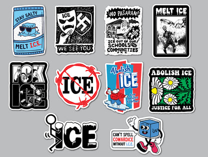 Anti-ICE Sticker Pack (10 Stickers) melt stop abolish protest la migra human rights