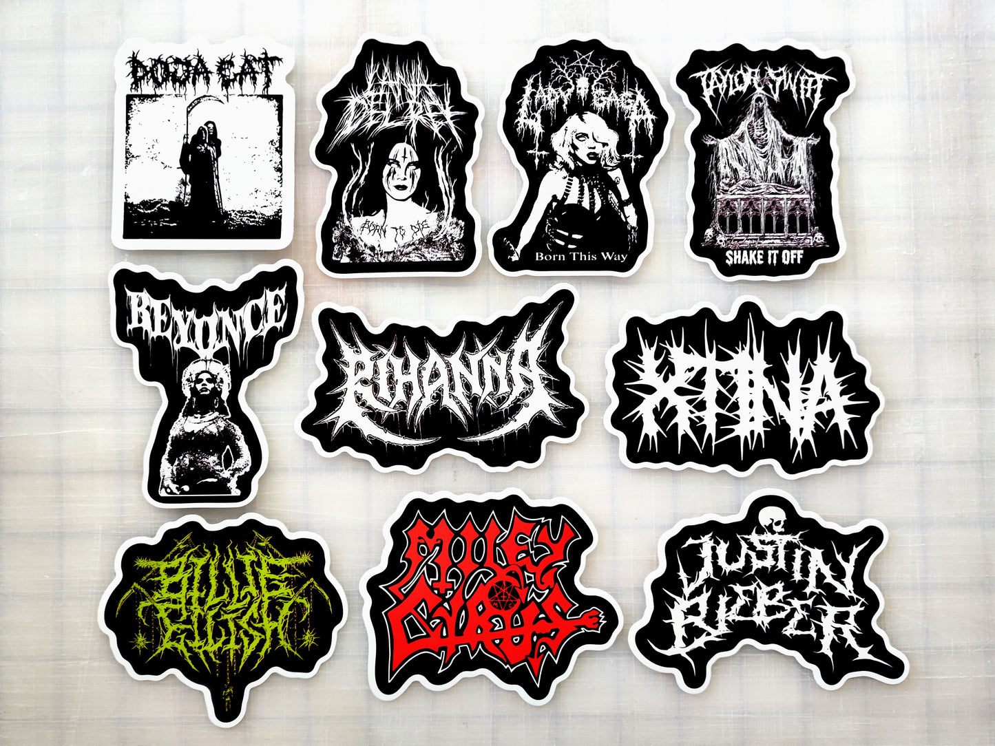 Pop Music Metal Logo Sticker Pack (10 Stickers)