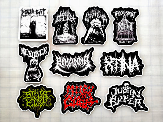 Pop Music Metal Logo Sticker Pack (10 Stickers)