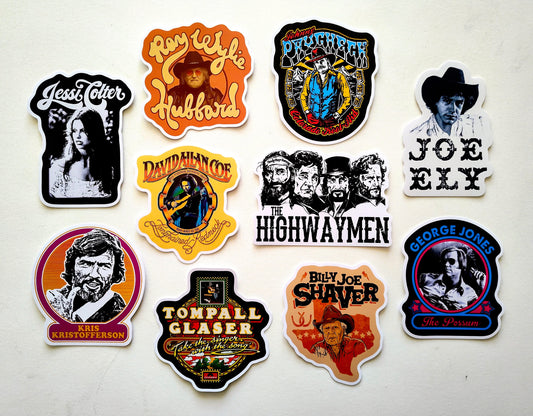 Outlaw Country / Classic Country Sticker Pack (10 Stickers) SET 2
