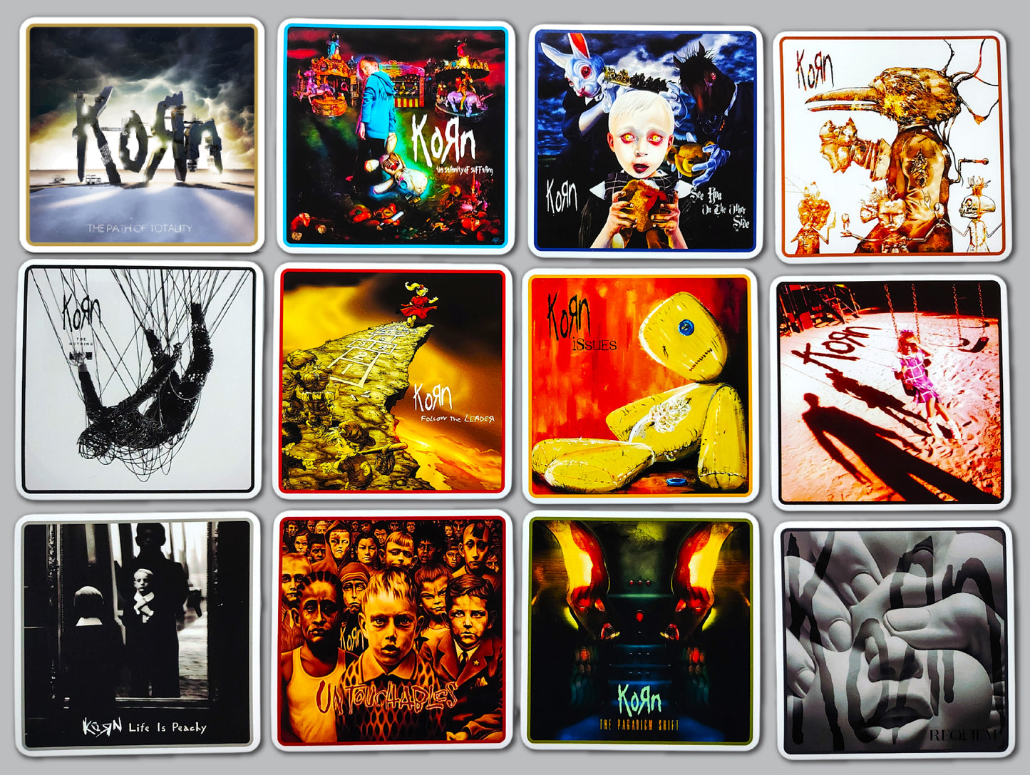Korn Album Cover Sticker Pack (12 Stickers)