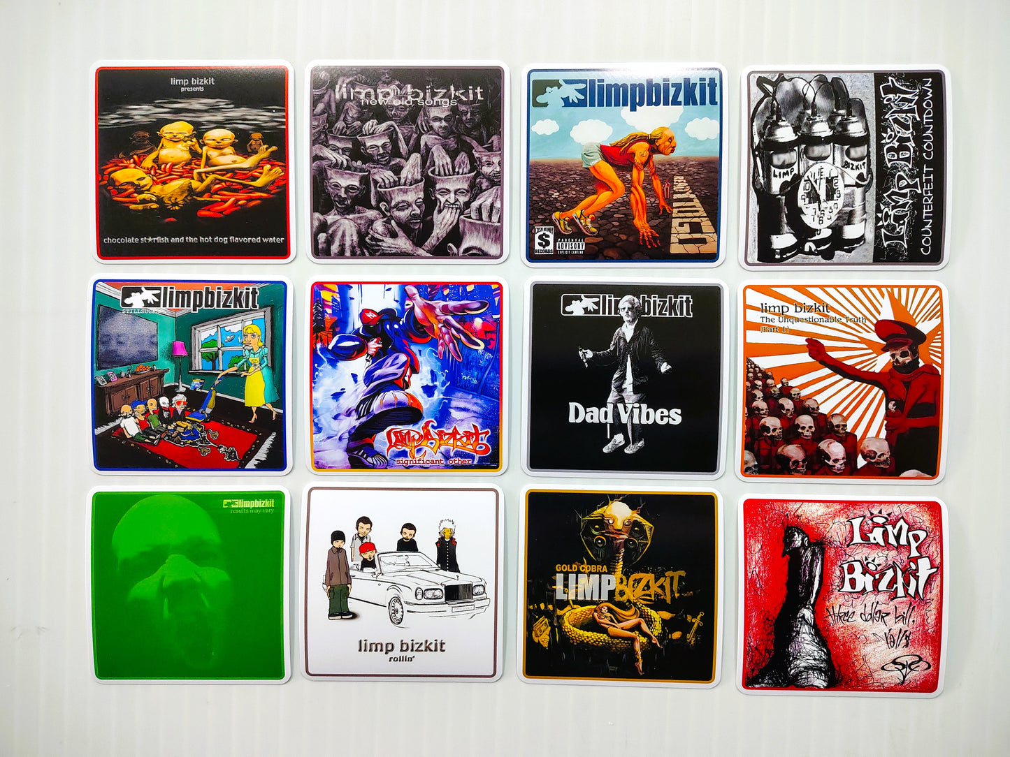 Limp Bizkit Album Cover Sticker Pack (12 Stickers)