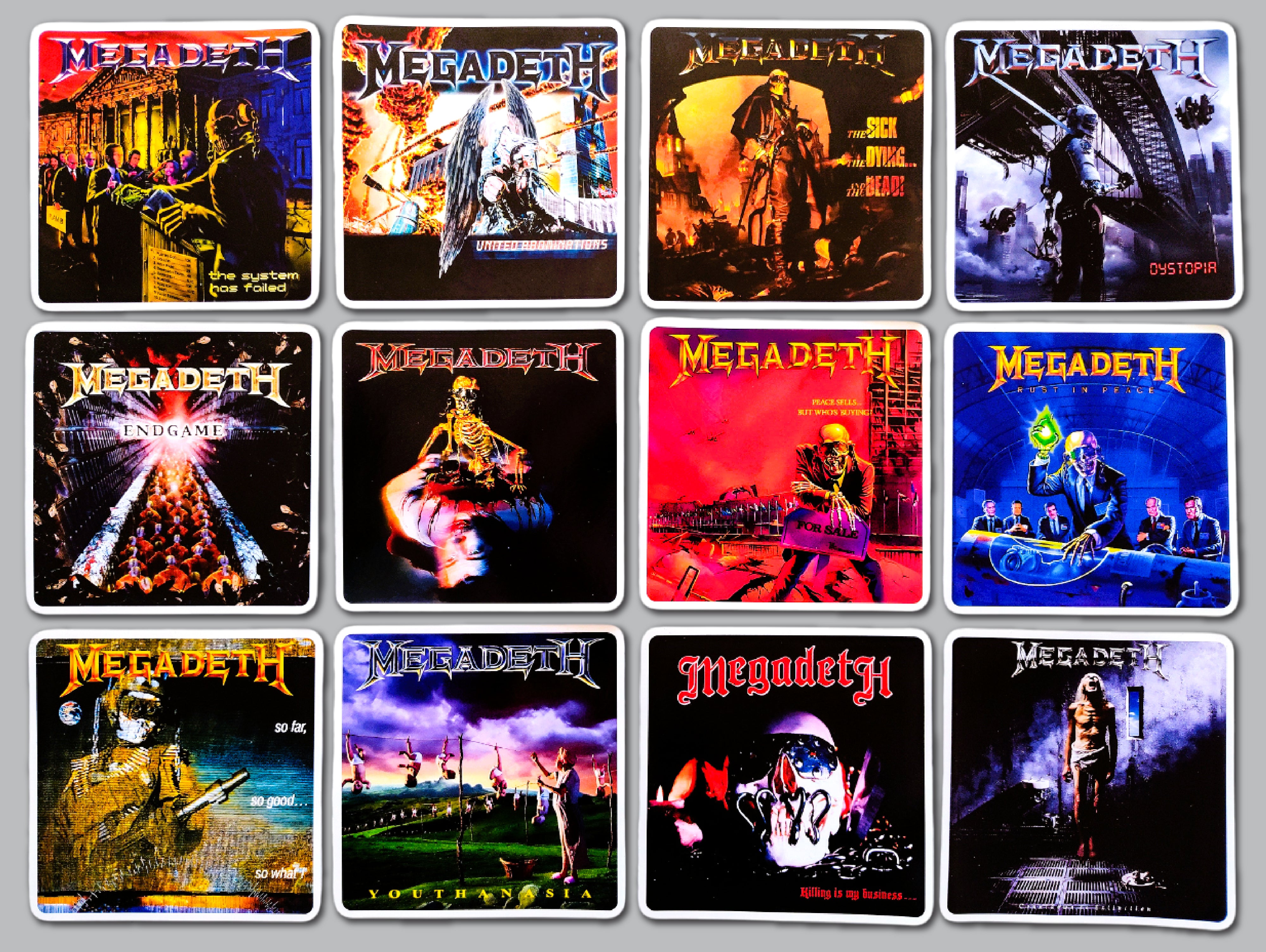 Megadeth Album Cover Sticker Pack (12 Stickers) – Omni-Cult