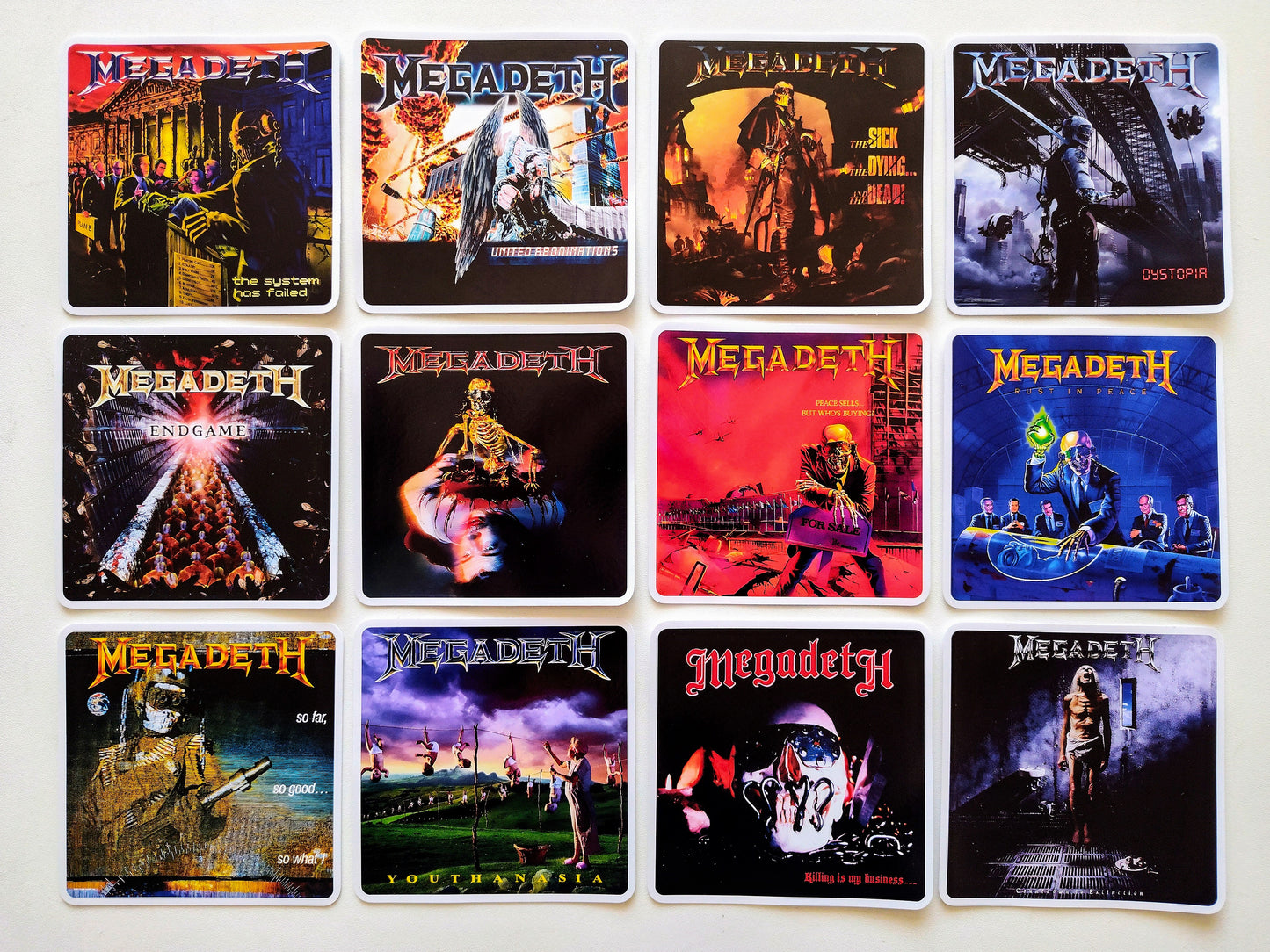 Megadeth Album Cover Sticker Pack (12 Stickers)