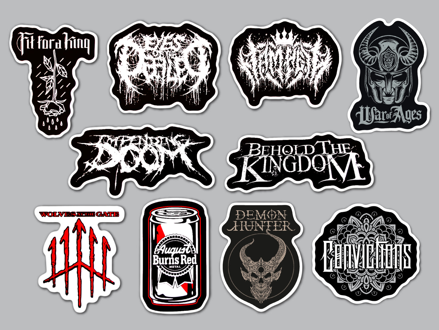 Metalcore / Deathcore / Death Metal Sticker Pack (10 Stickers) SET 8