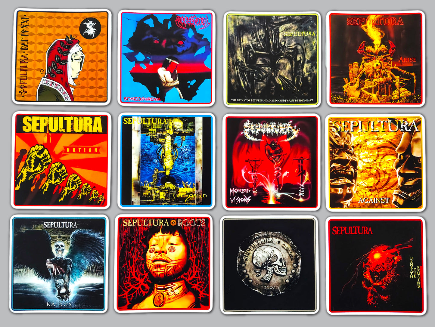 Sepultura Album Cover Sticker Pack (12 Stickers)