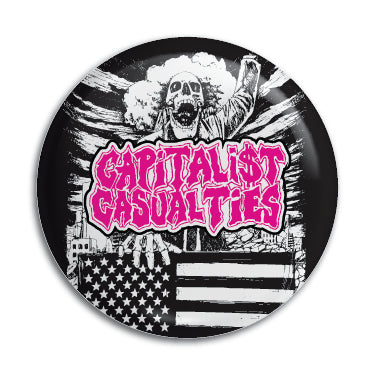 Capitalist Casualties (Flag & Skeleton) 1" Button / Pin / Badge