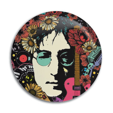 John Lennon (Flower Design) 1" Button / Pin / Badge