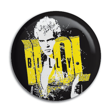 Billy Idol (Yellow Logo with Billy) 1" Button / Pin / Badge Omni-Cult
