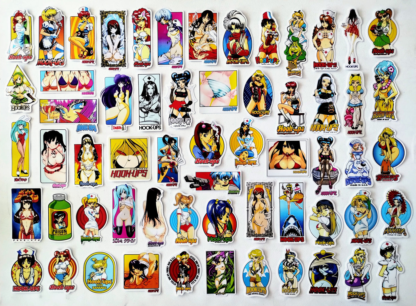 Hook-Ups Skateboards HUGE Anime Sticker Pack (60 Stickers) SET1