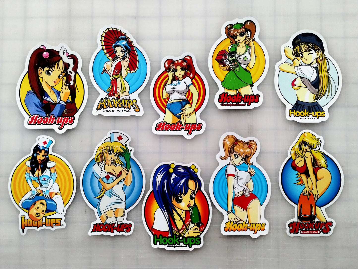 Hook-Ups Skateboards Anime Sticker Pack (10 Stickers) SET 5