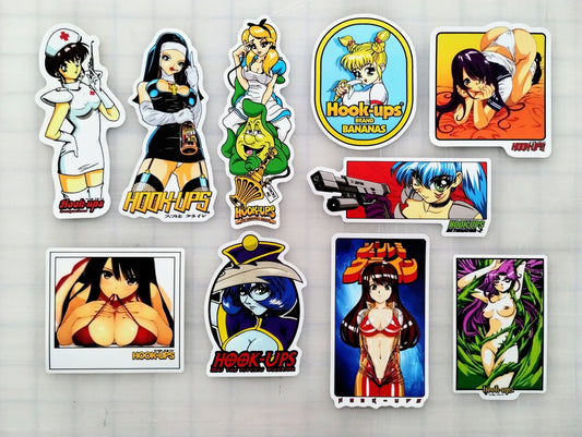 Hook-Ups Skateboards Anime Sticker Pack (10 Stickers) SET 6