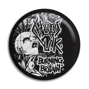 Chaos UK (Burning Britain) 1" Button / Pin / Badge Omni-Cult