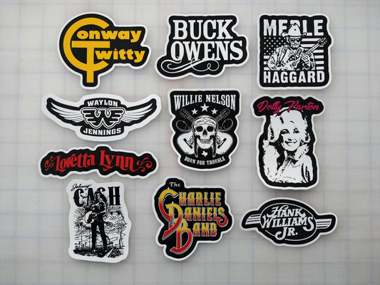 Outlaw Country / Classic Country Sticker Pack (10 Stickers) SET 1
