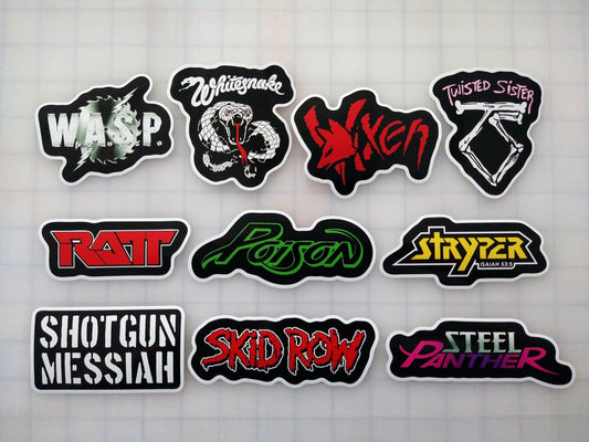 Glam Rock / Hair Metal Sticker Pack (10 Stickers) SET 1