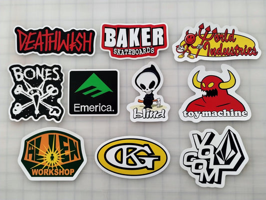 Skateboard Sticker Pack (10 Stickers) SET 1