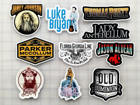 Modern Country Music Sticker Pack (10 Stickers) Set 1