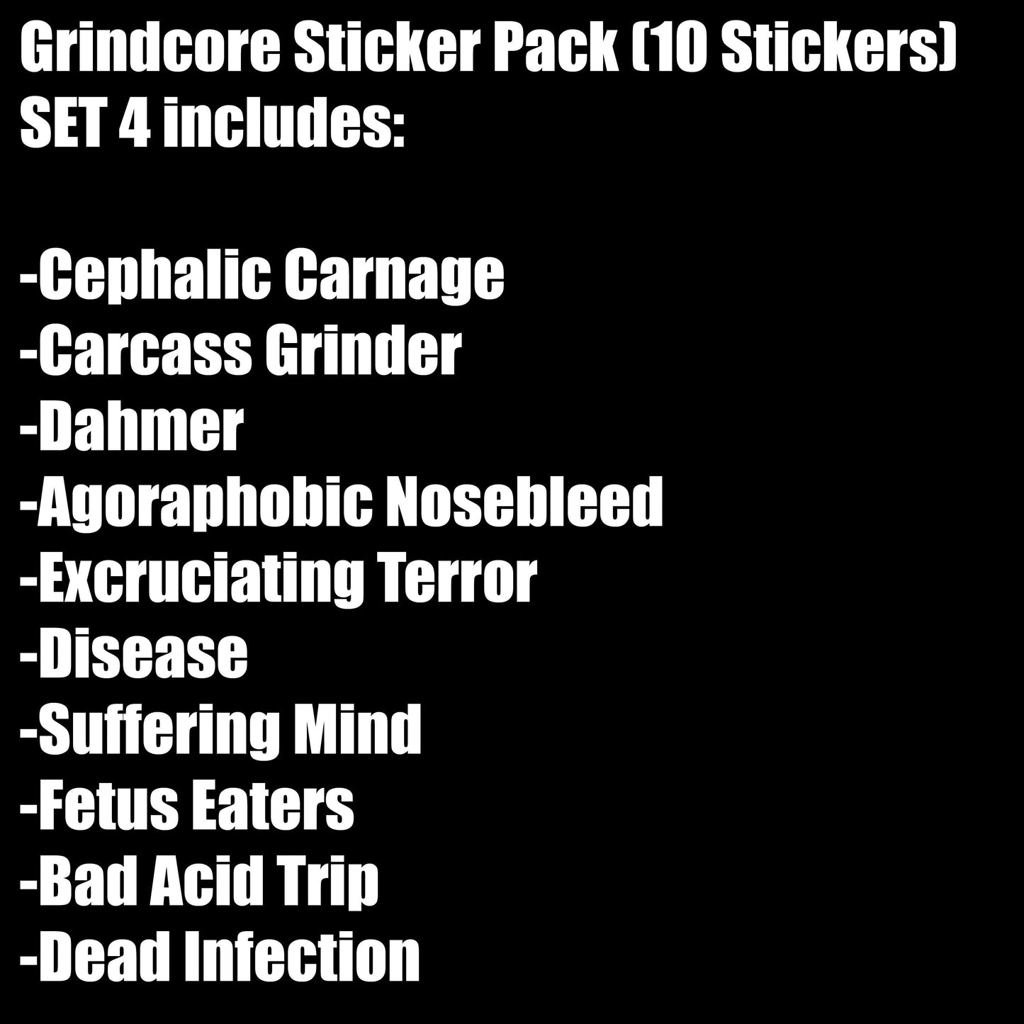 Grindcore Sticker Pack (10 Stickers) SET 4