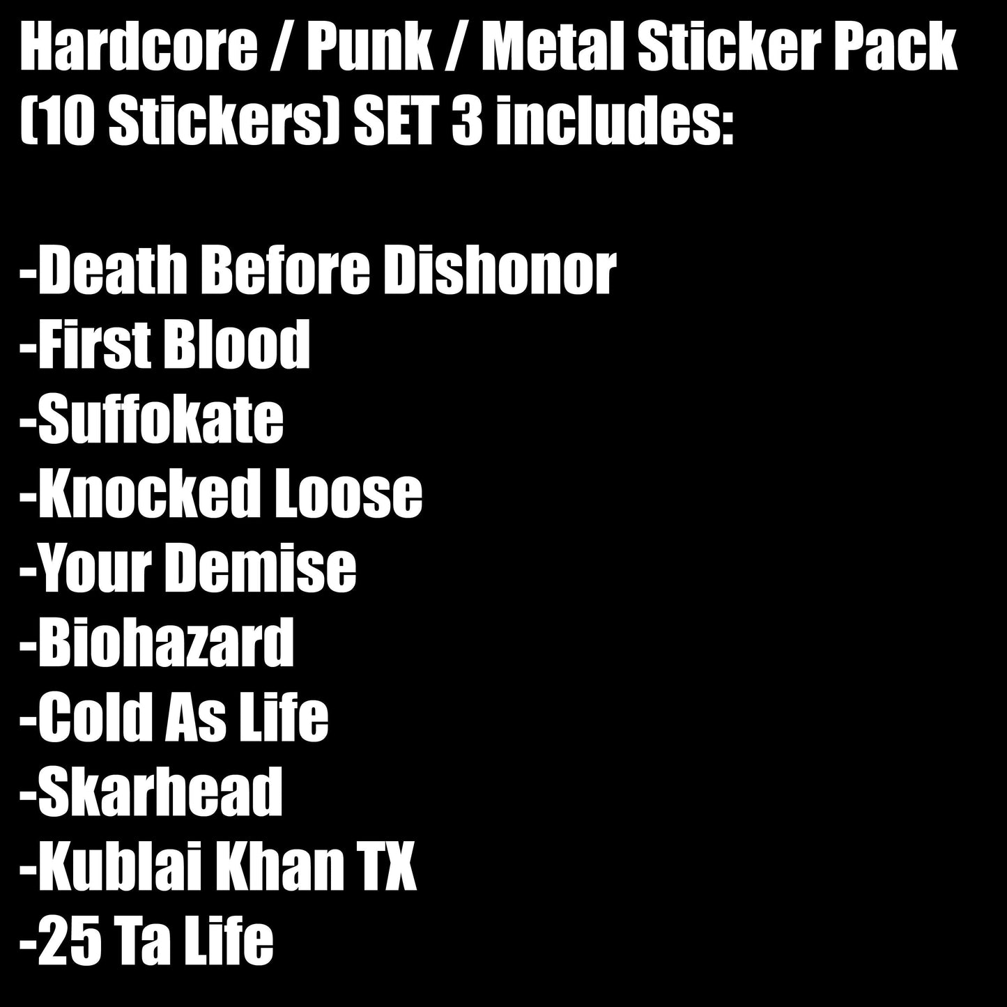 Hardcore / Punk / Metal Sticker Pack (10 Stickers) SET 3