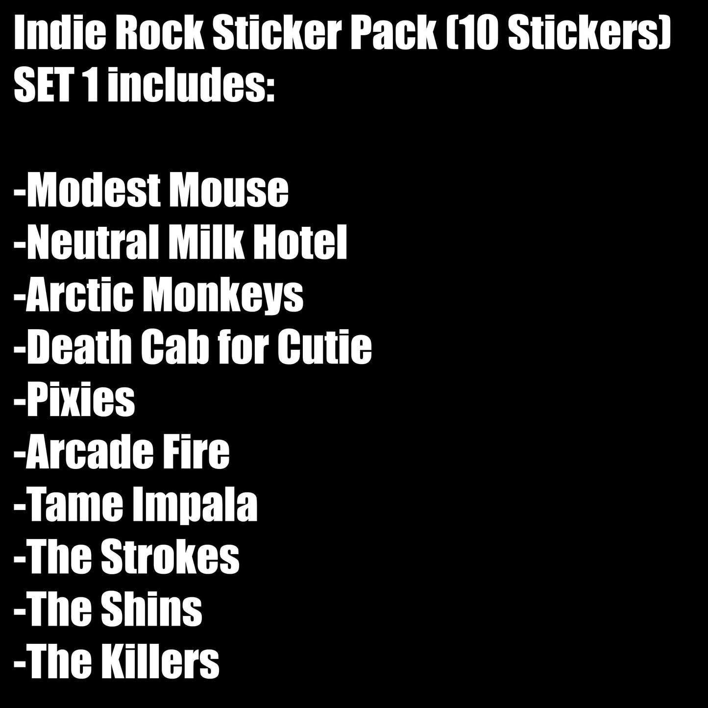 Indie Rock Sticker Pack (10 Stickers) Set 1