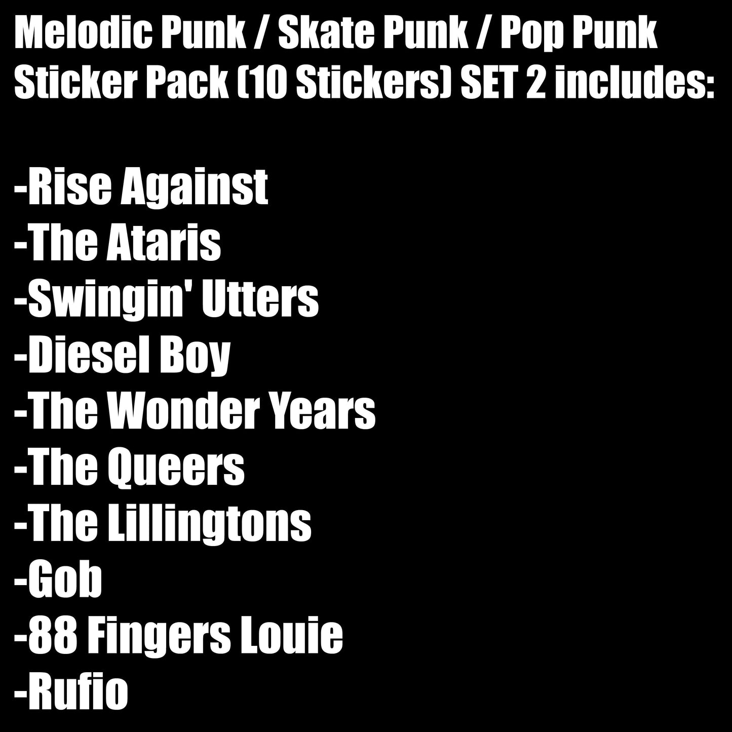 Melodic Punk / Skate Punk / Pop Punk Sticker Pack (10 Stickers) Set 2