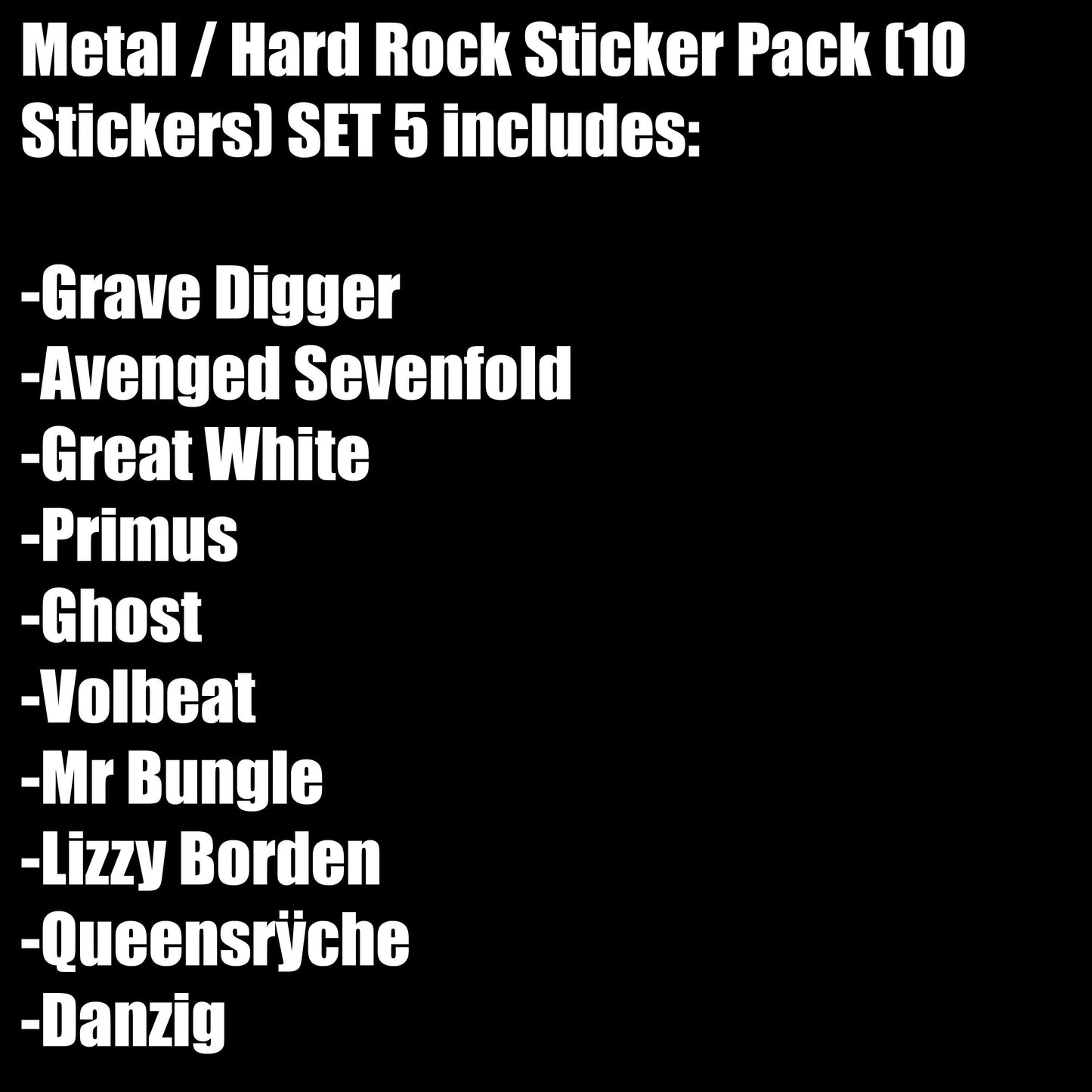 Metal / Hard Rock Sticker Pack (10 Stickers) SET 5