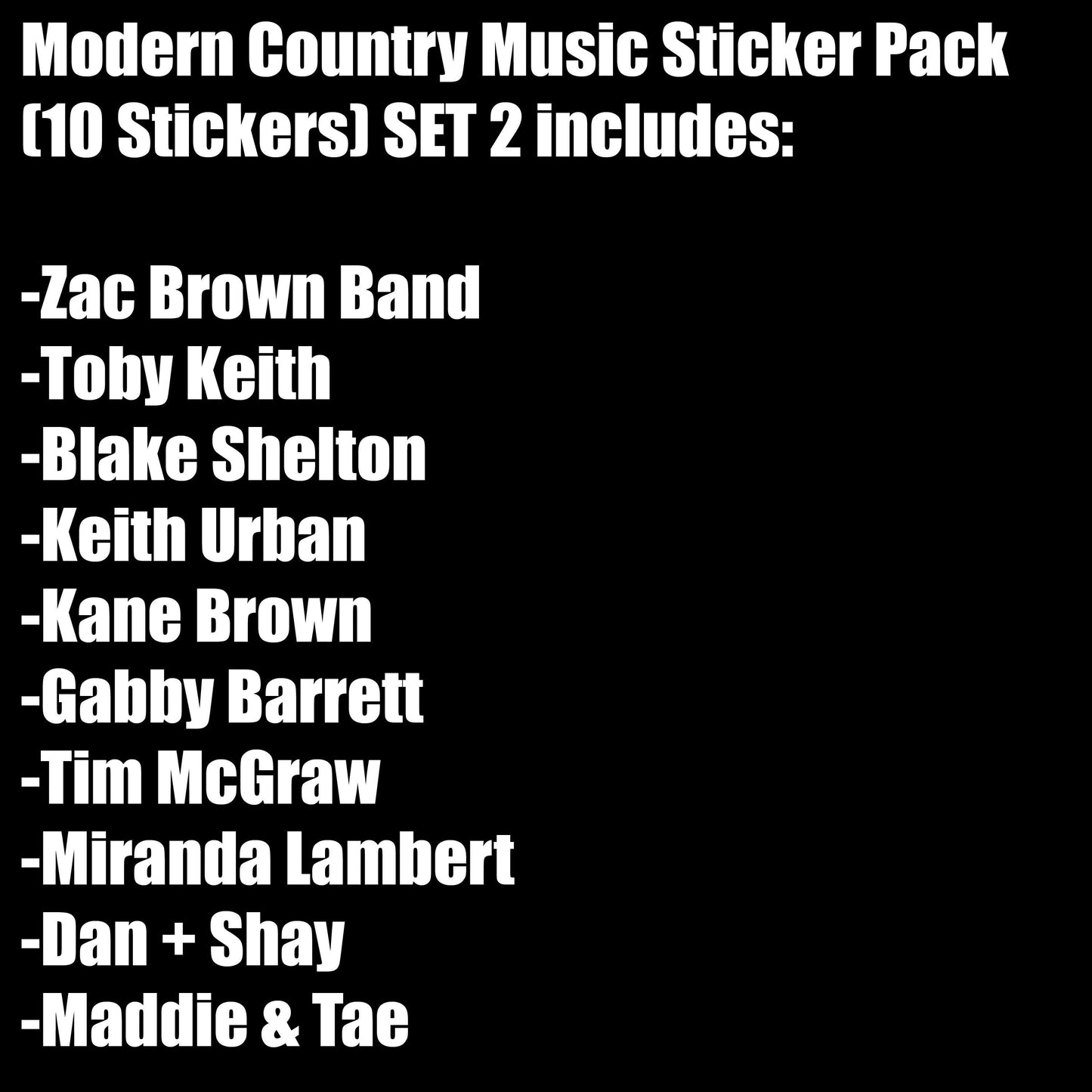 Modern Country Music Sticker Pack (10 Stickers) Set 2