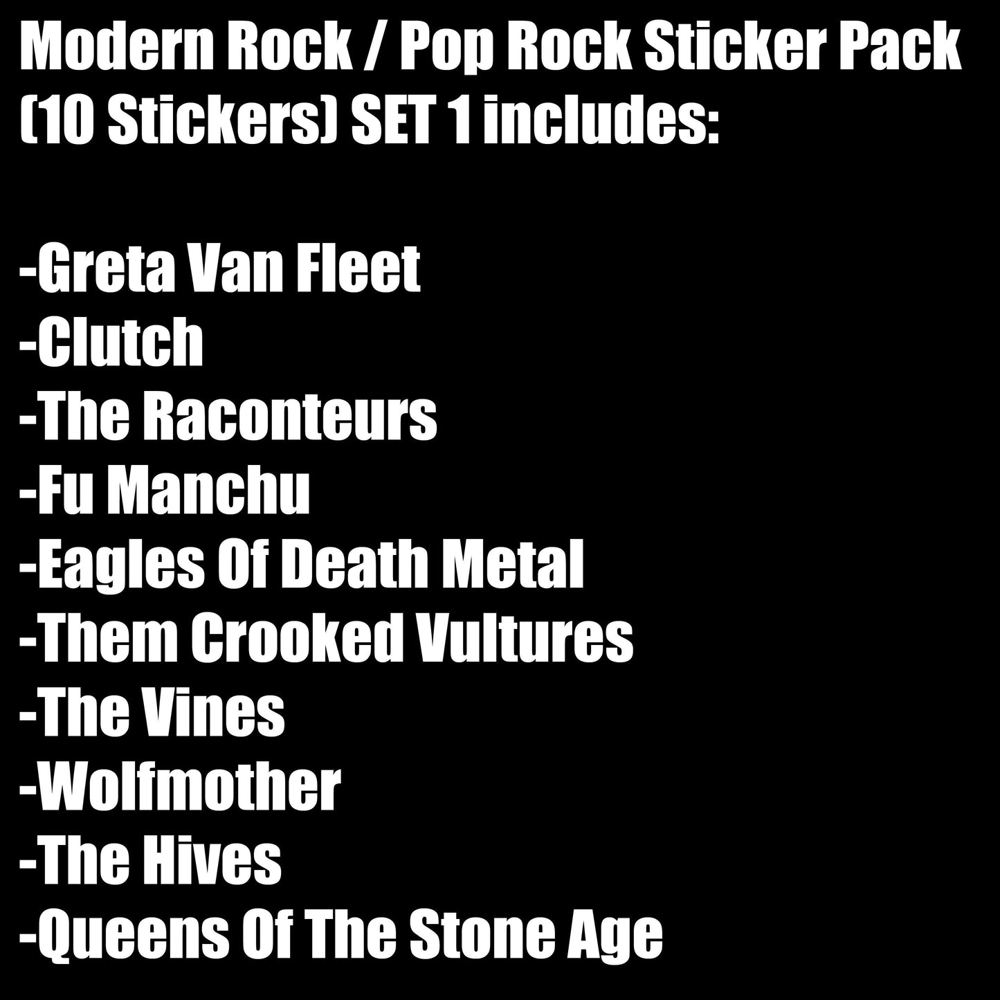 Modern Rock / Pop Rock Sticker Pack (10 Stickers) Set 1