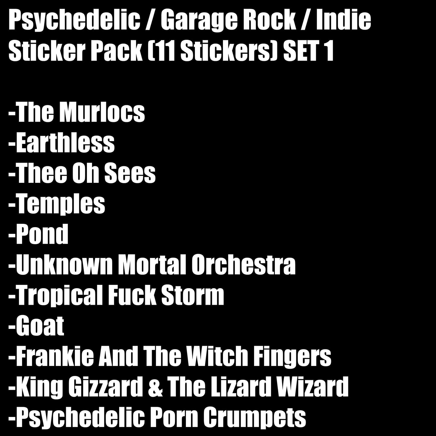 Psychedelic / Garage Rock / Indie Sticker Pack (11 Stickers) SET 1