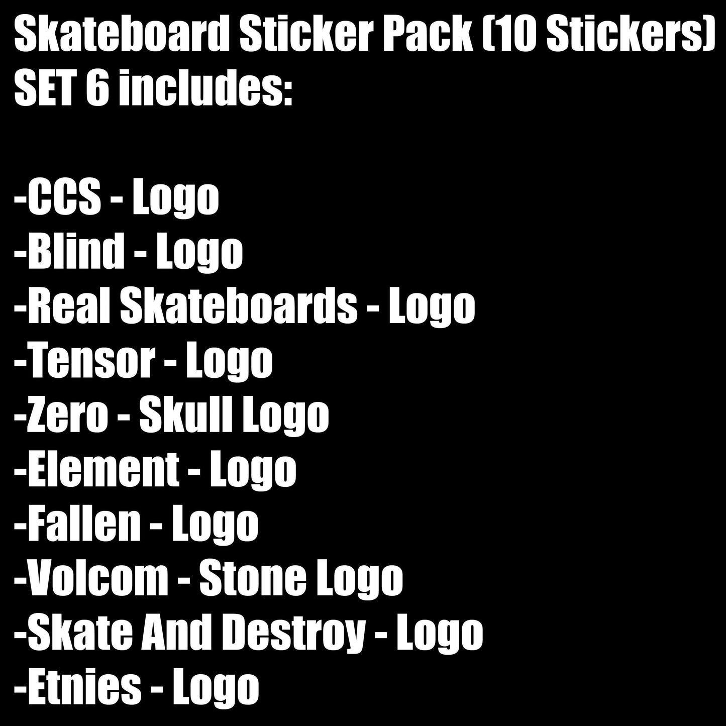 Skateboard Sticker Pack (10 Stickers) SET 6