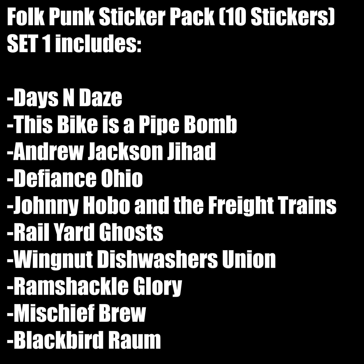 Folk Punk Sticker Pack (10 Stickers) Set 1