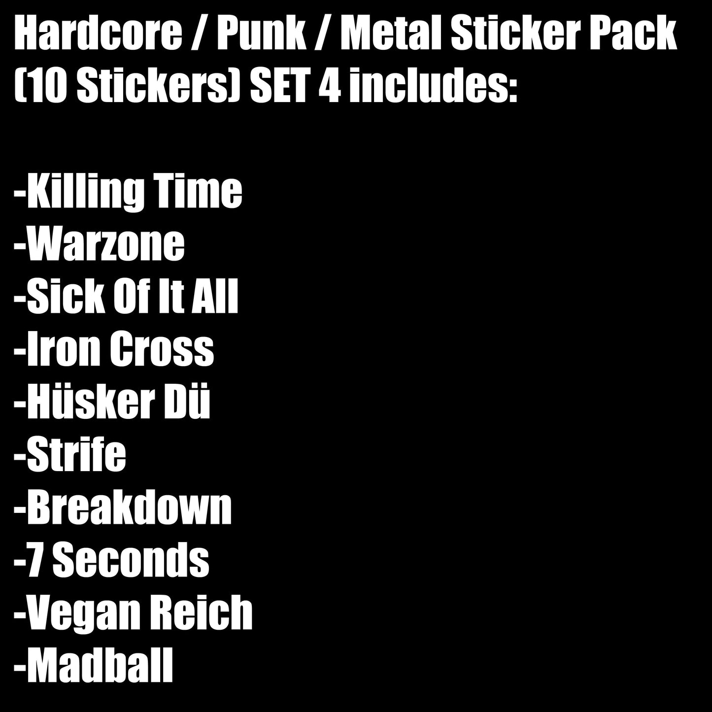 Hardcore / Punk / Metal Sticker Pack (10 Stickers) SET 4