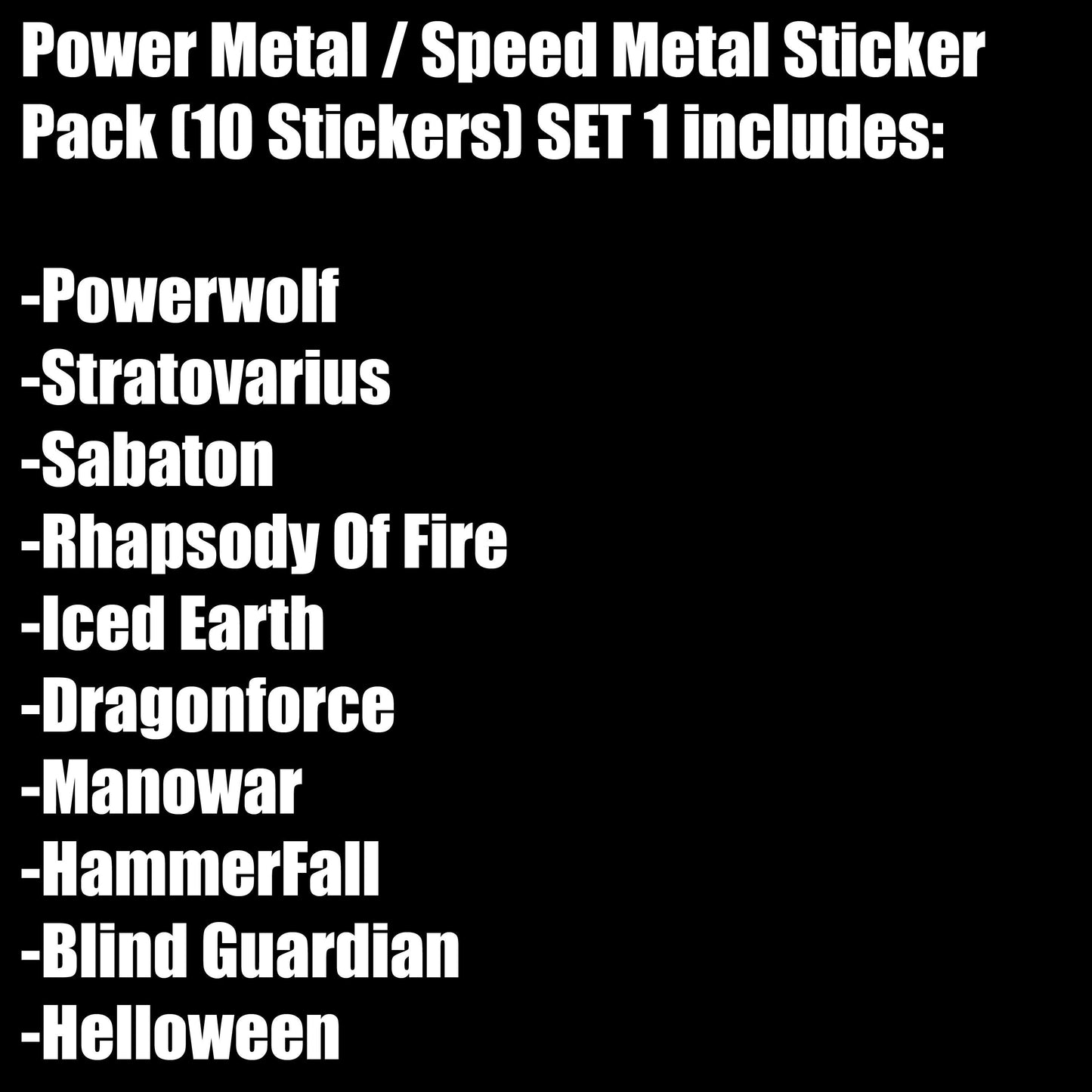 Power Metal / Speed Metal Sticker Pack (10 Stickers) SET 1