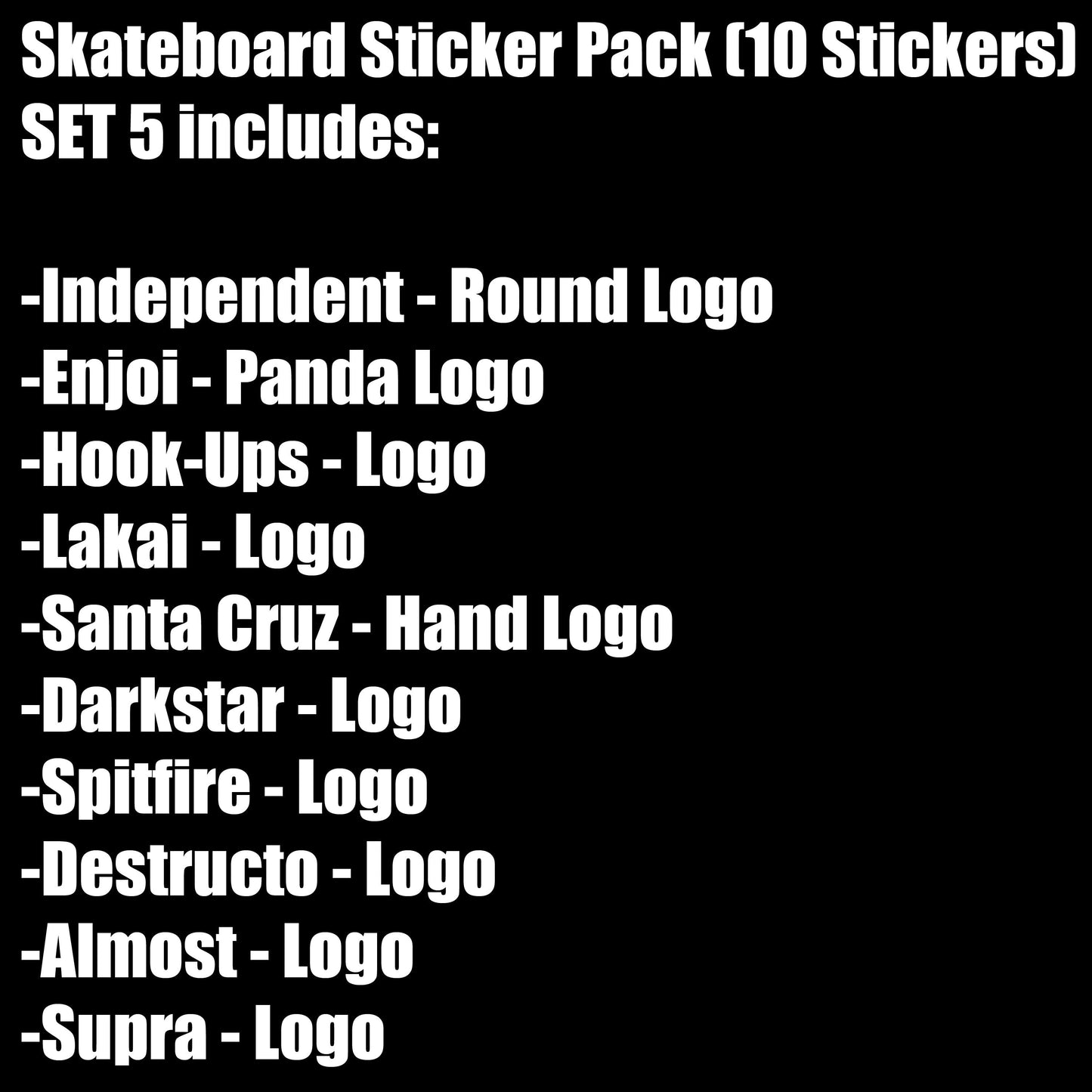 Skateboard Sticker Pack (10 Stickers) SET 5